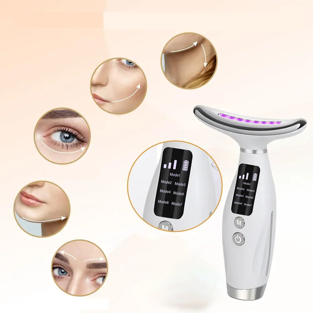 NeckGlow Pro – EMS Arcmasszírozó és Bőrfiatalító Színes Fényterápiával